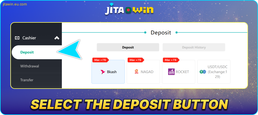 Select the deposit tab in JitaWin BD