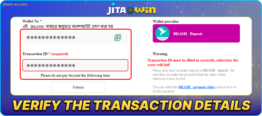 Check the accuracy of the details in JitaWin Bangladesh