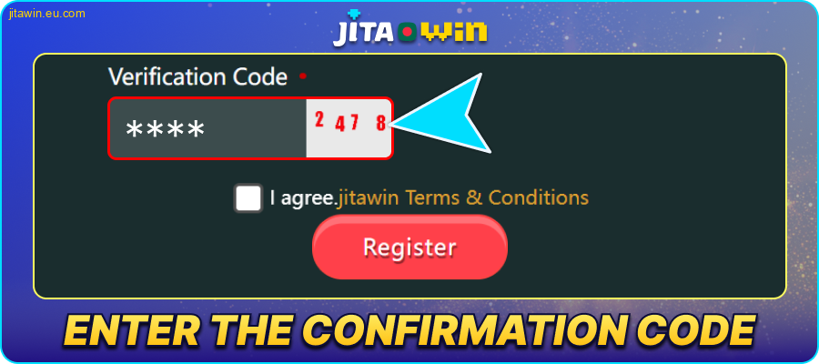 Enter the verification code in JitaWin BD