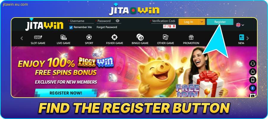 Find the registration button in JitaWin BD
